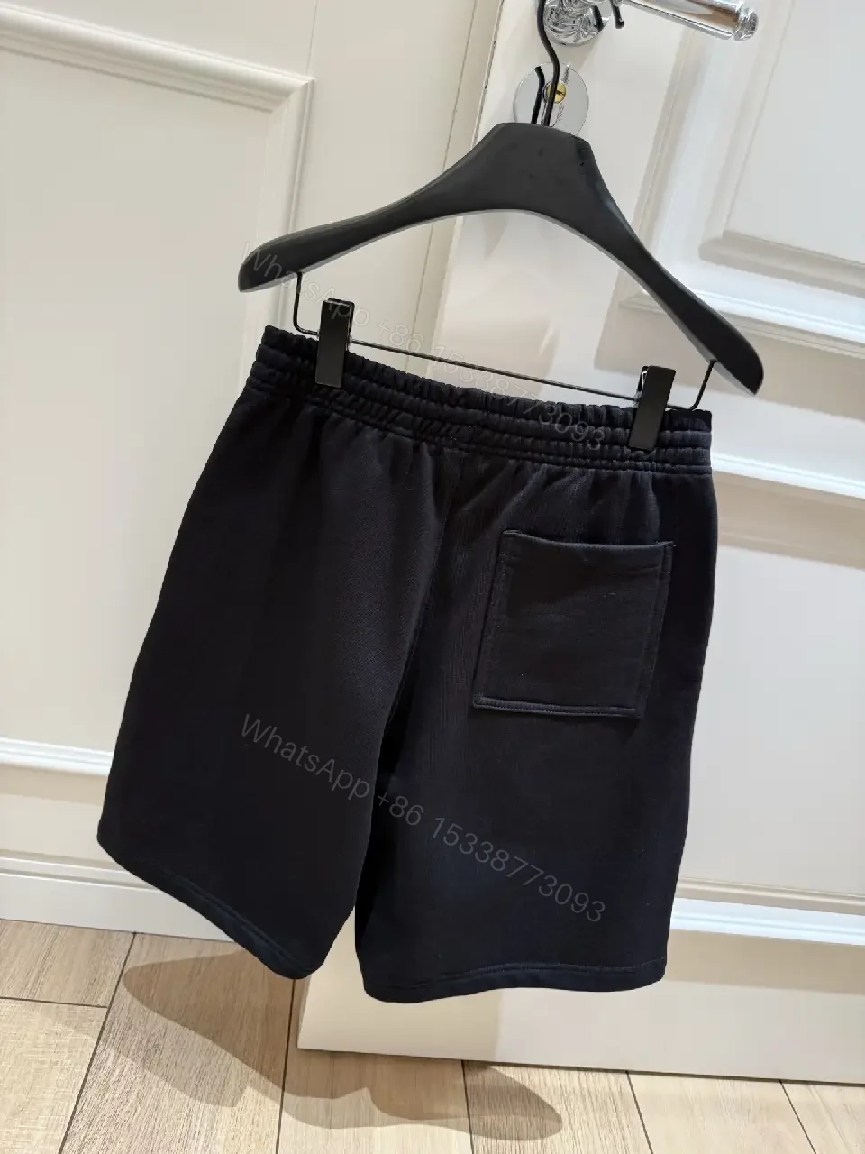 View 11 of Black Nylon Sweatshorts Drawstring Burberry Style Logo Embroidery Shorts