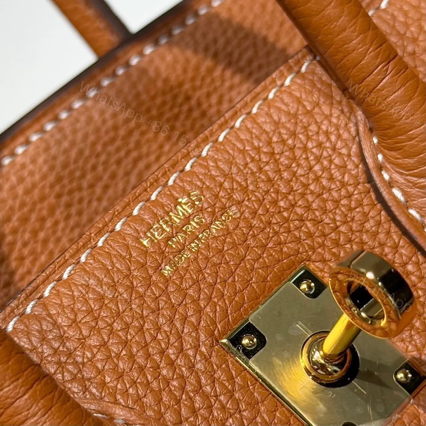 View 5 of HN 25 IN BURNT ORANGE CALFSKIN GOLD HARDWARE