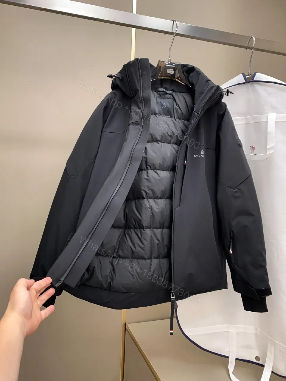 View 6 of Sleek Black Shell Jacket: Urban Utility with Elevated Craft