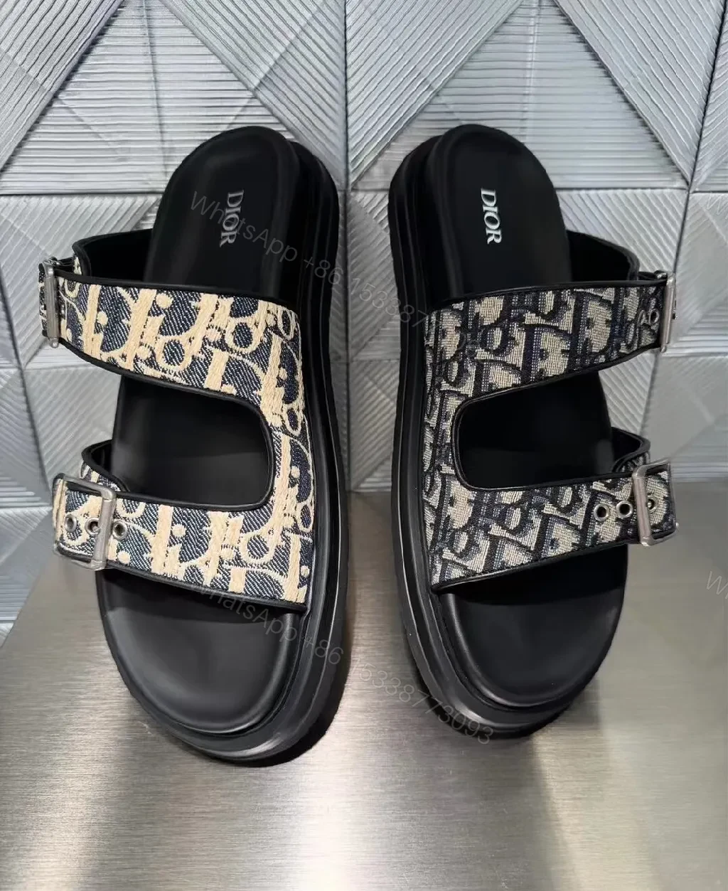 Patterned Strap Sandals - Monogram-Patterned, Cushioned Platform Sandals — view 1