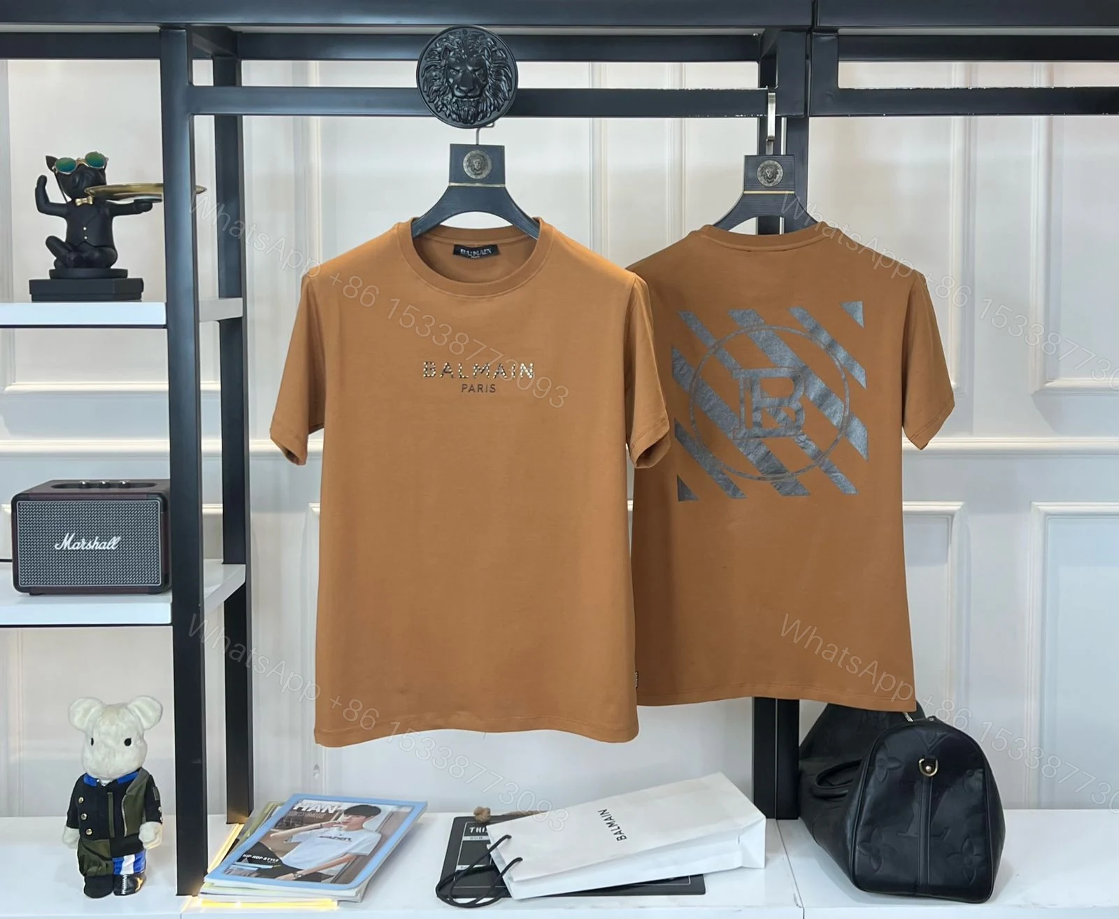 View 4 of FIRST COPY BALMAIN Heavy Gsm Cotton Lycra Round Neck Premium Fit T-Shirt