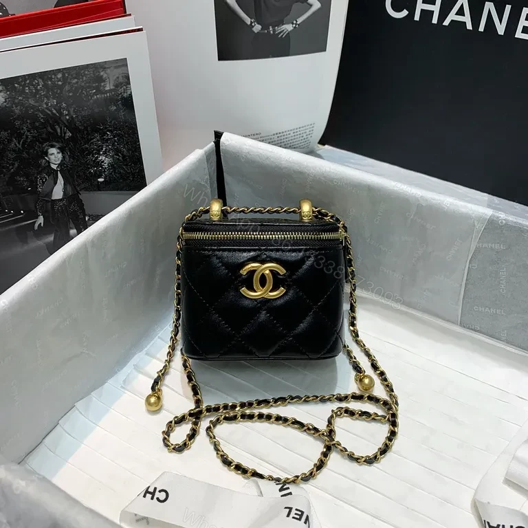 View 4 of Black Lambskin Quilted Crossbody â€” Luxe CC Chain Bag