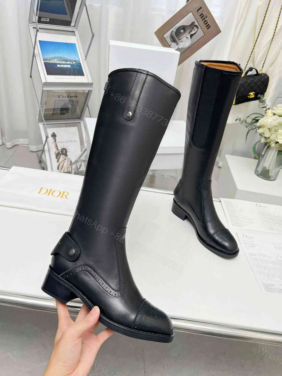 View 7 of DIOR D FOLK BOOT CALFSKIN BLACK