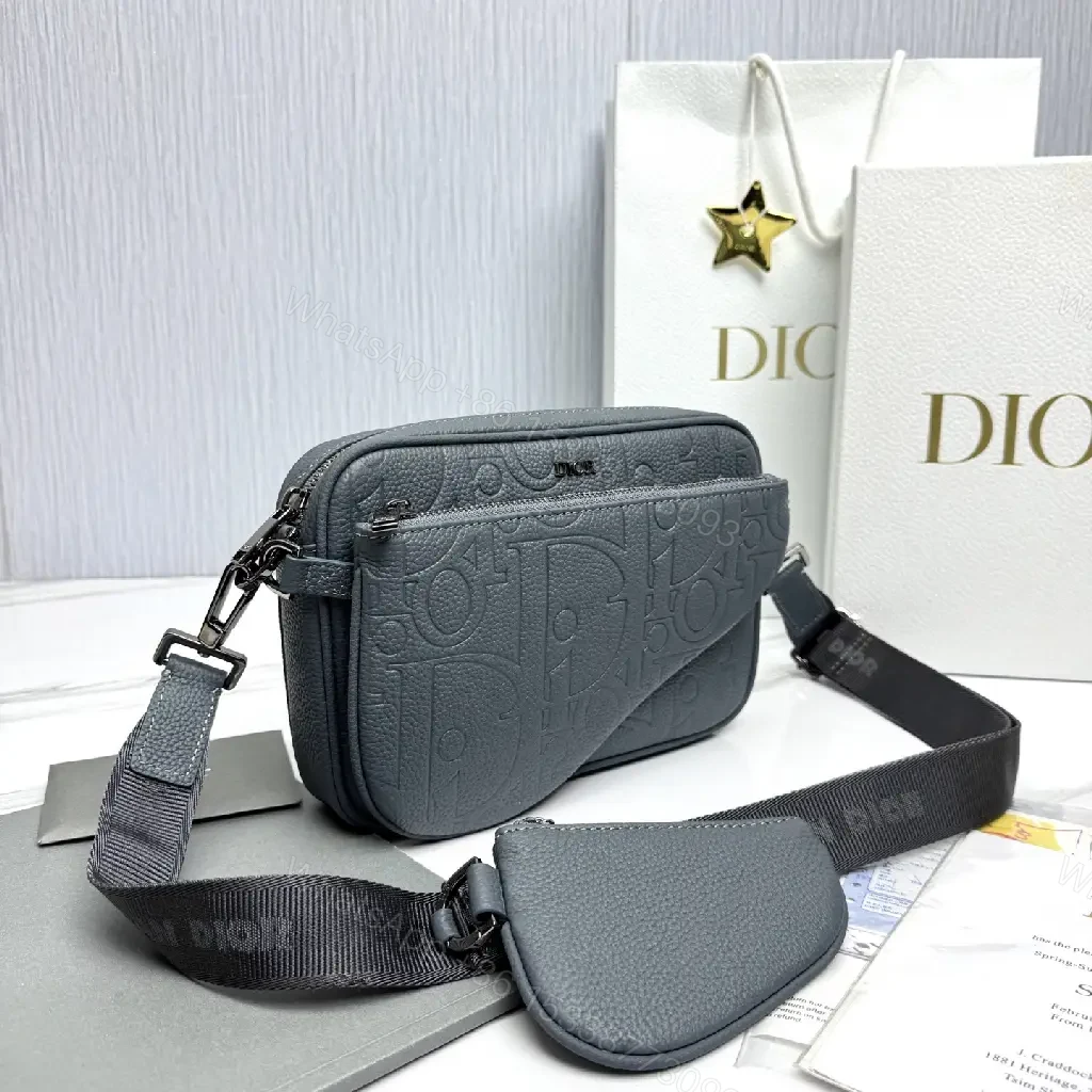 View 6 of Chic Pebbled Leather Crossbody Bag - Structured, Monogram Texture, All-Day