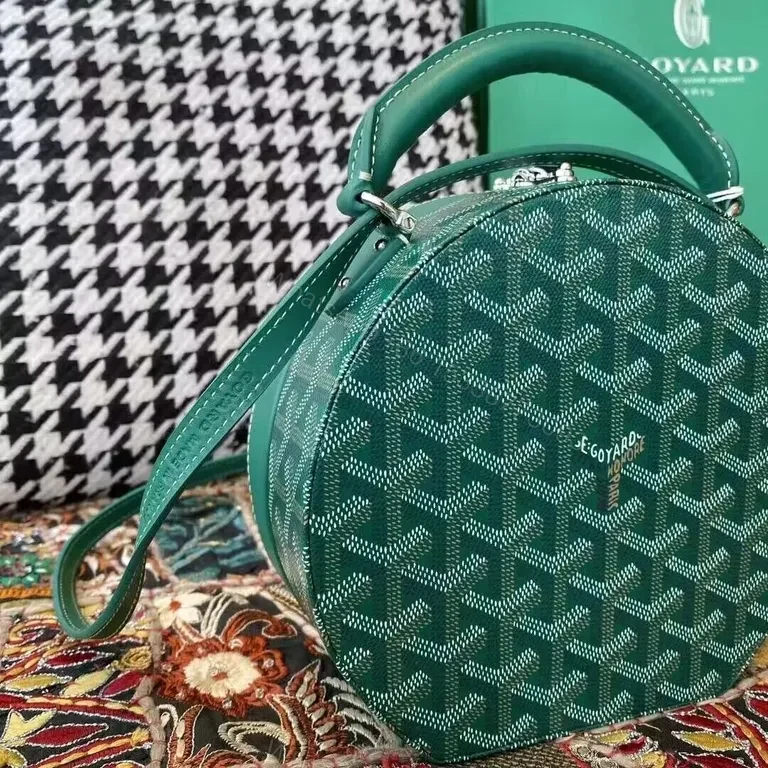 View 2 of Teal Goyardine Round Crossbody: Chic, All-Day Versatility