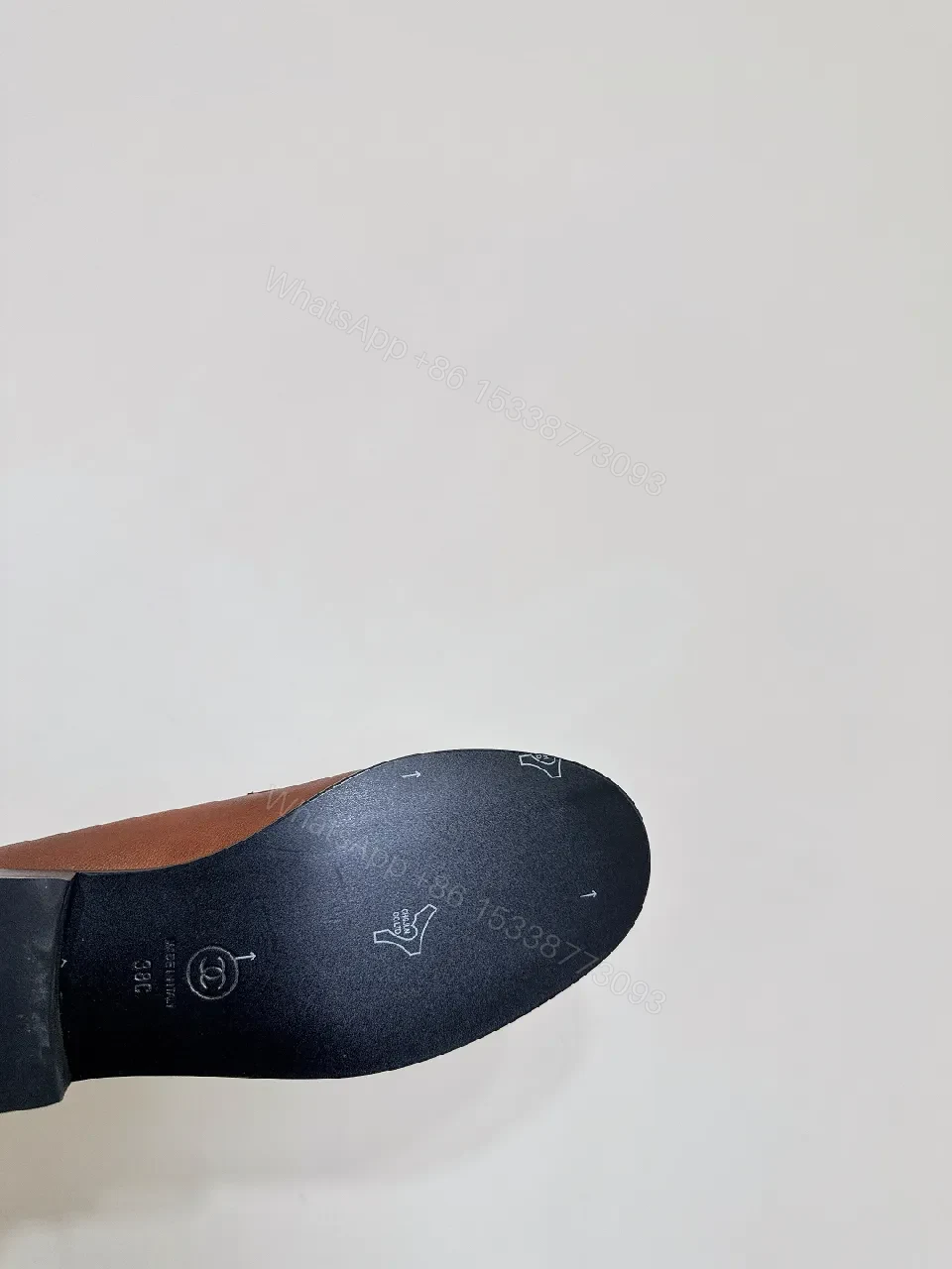 View 9 of Caramel Leather Moccasin Loafers with Band Accent