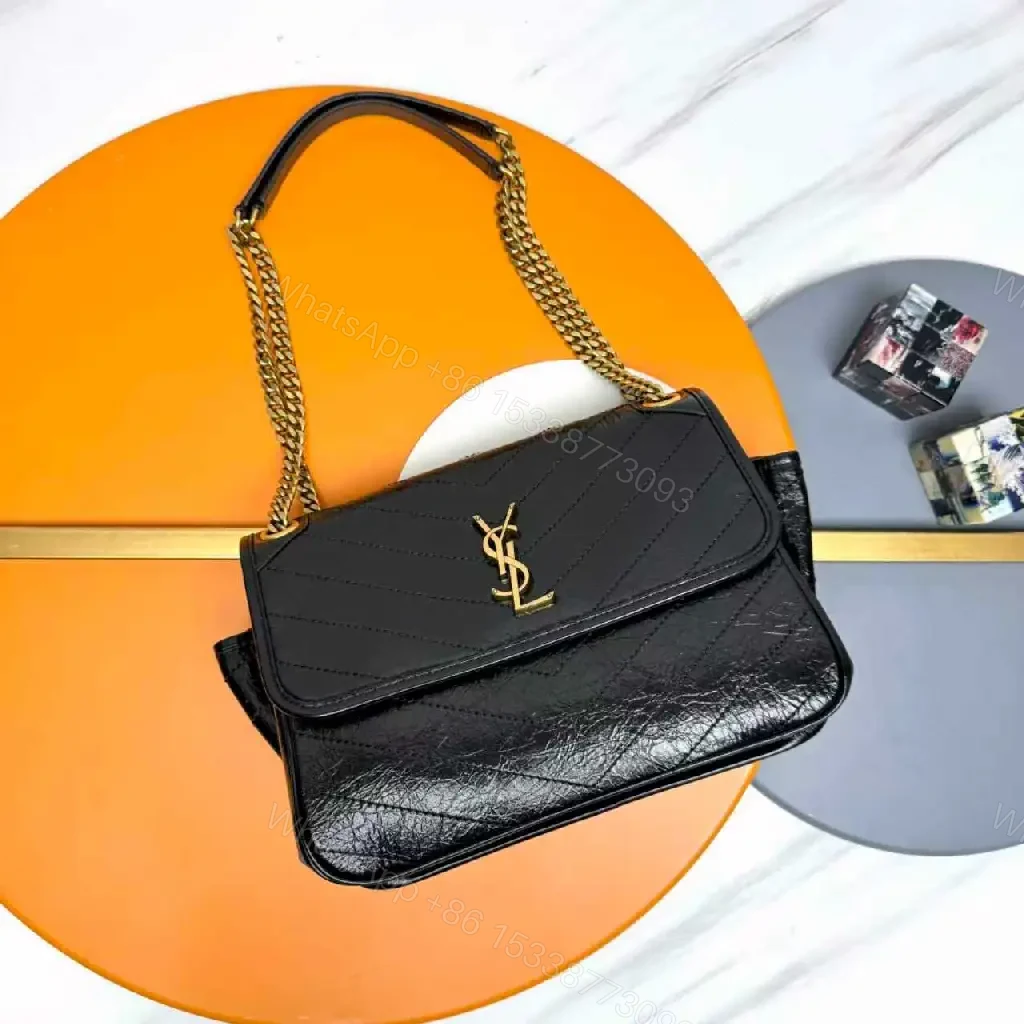 View 2 of Chic Black Quilted Leather Shoulder Bag with Gold Hardware