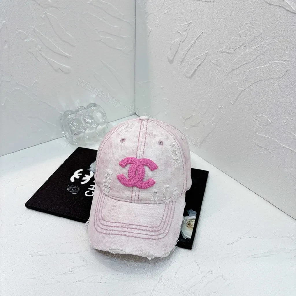View 9 of Distressed Denim Logo Cap â€“ Tonal Chanel-Inspired Style