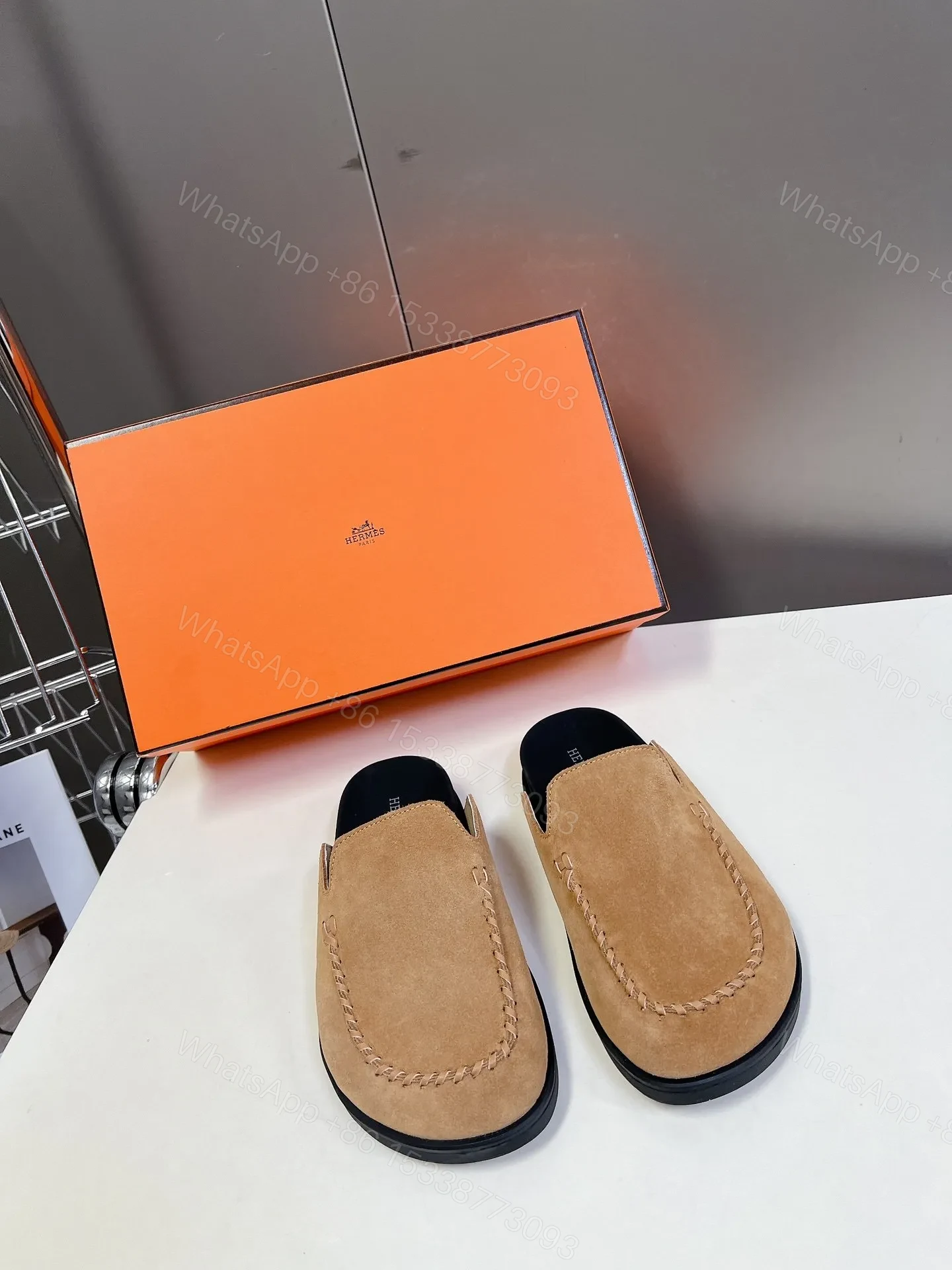Hermes Women Tan Suede Slip On Mules — view 1