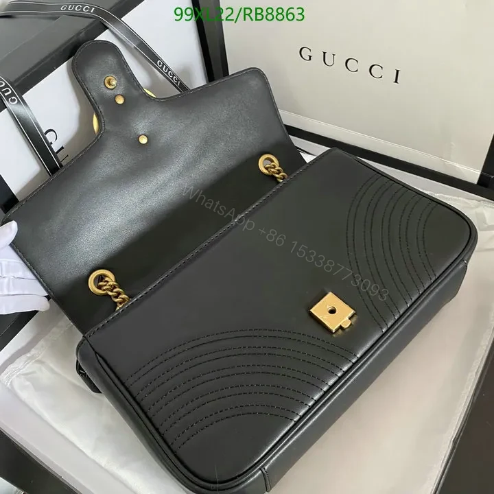 View 26 of Small Gucci GG Marmont Chain Bag in White Chevron Leather 987654