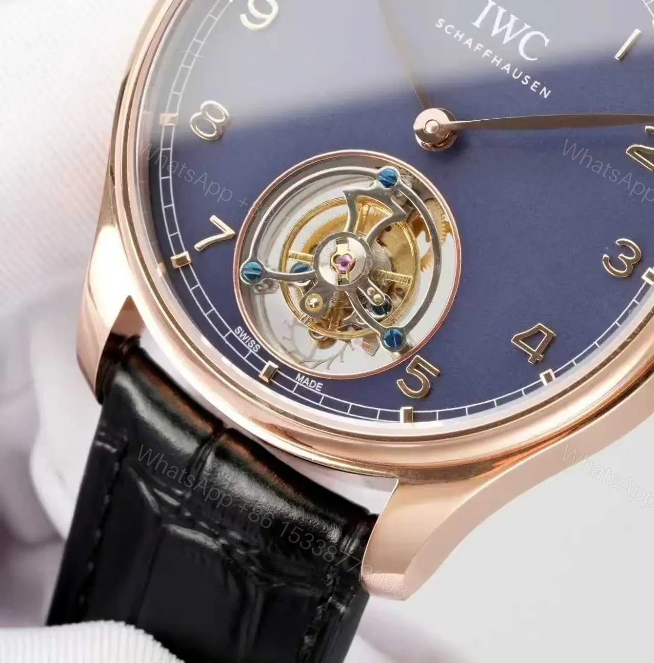 View 4 of IWC Blue Tourbillon Watch Rose Gold Black Leather Strap Ultimate 42MM IWC-TOUR-BLU-RG42