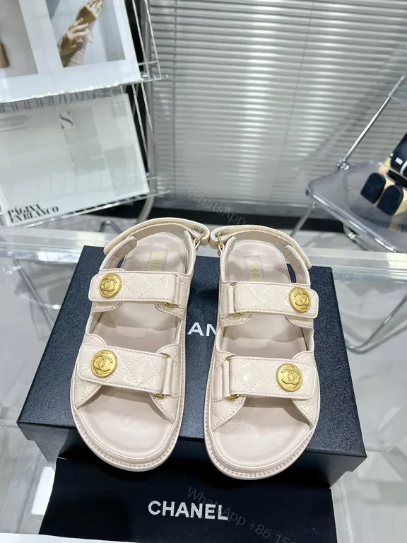 Chic Minimalist Sandals with Gold Hardware - Leather — view 1