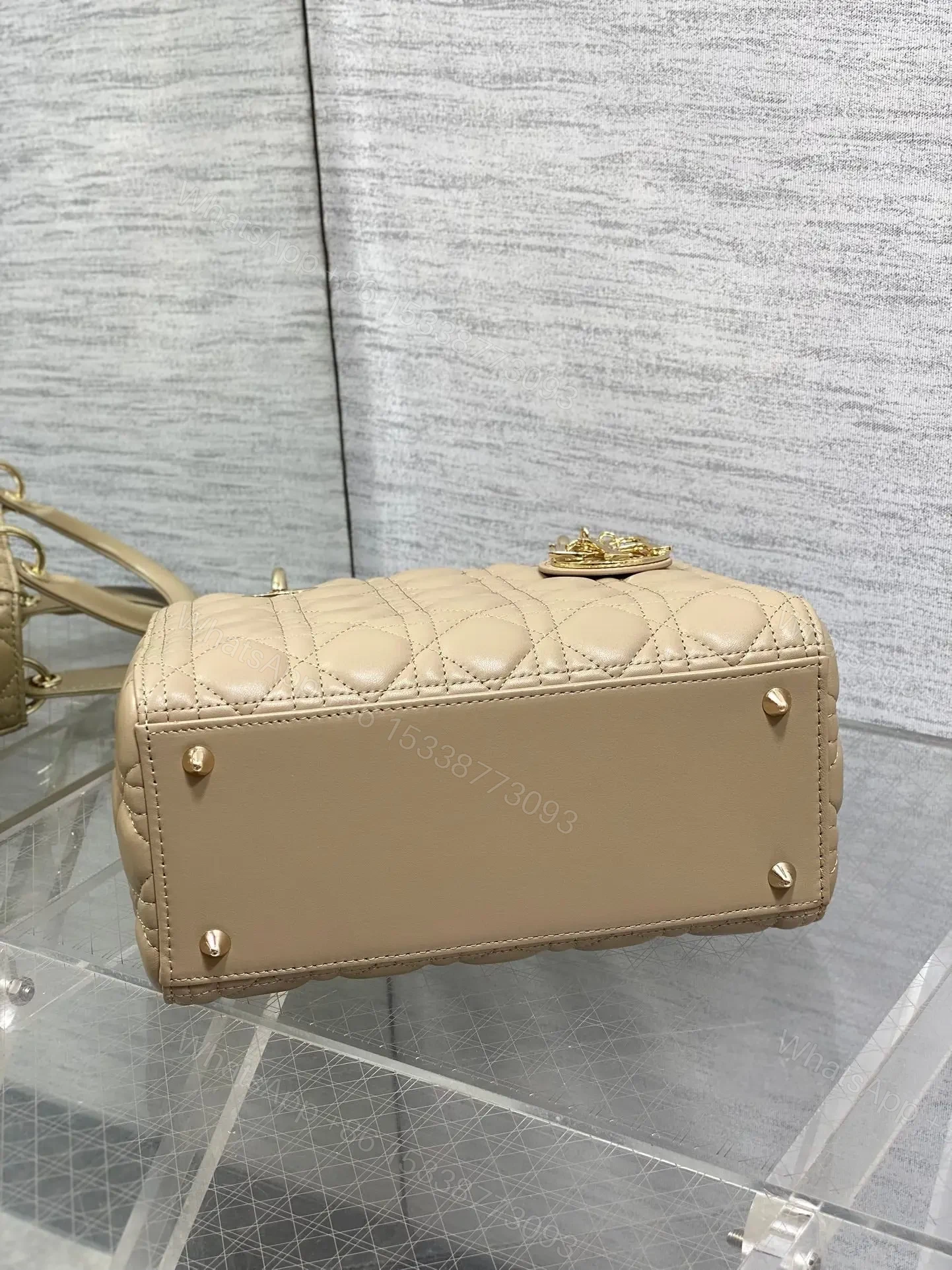 View 7 of DIOR MEDIUM LADY BAG 24 IN POWDER BEIGE GOLD HARDWARE