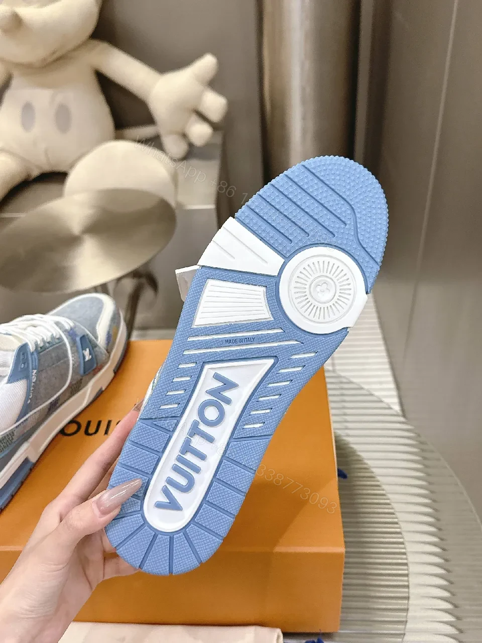View 5 of Denim-Texture High-Top Sneakers: Luxury Vibe, All-Day Comfort
