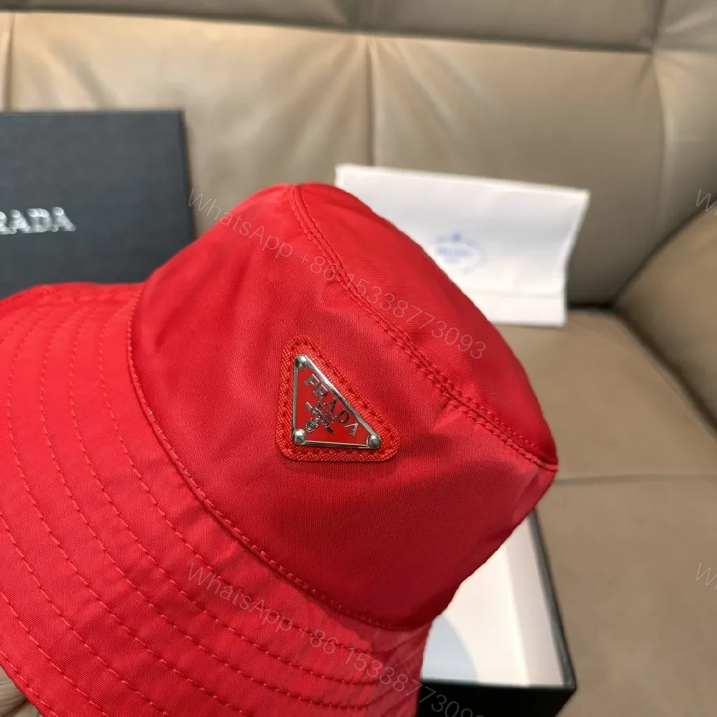 View 8 of Red Bucket Hat with Luxe Hardware, Structured Style