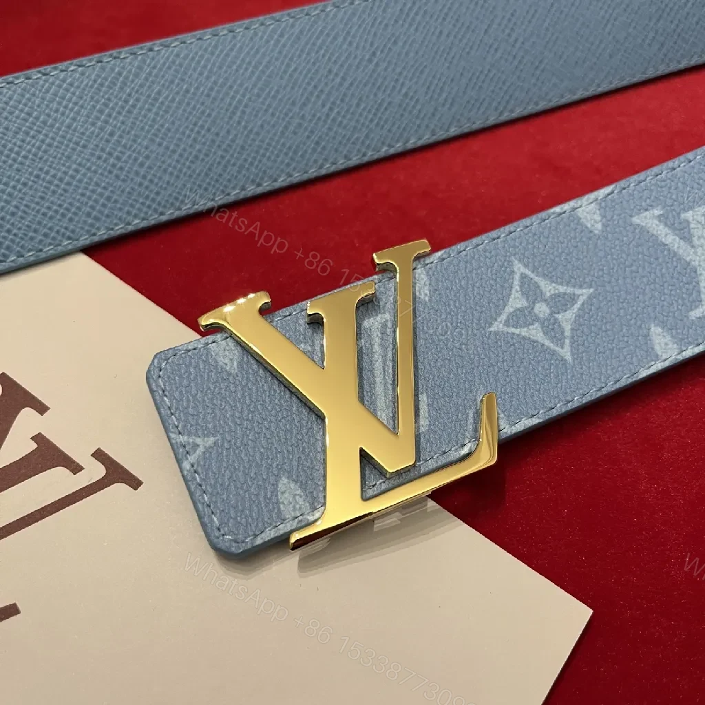 View 4 of Blue Monogram Belt: Modern Luxury Leather Belt