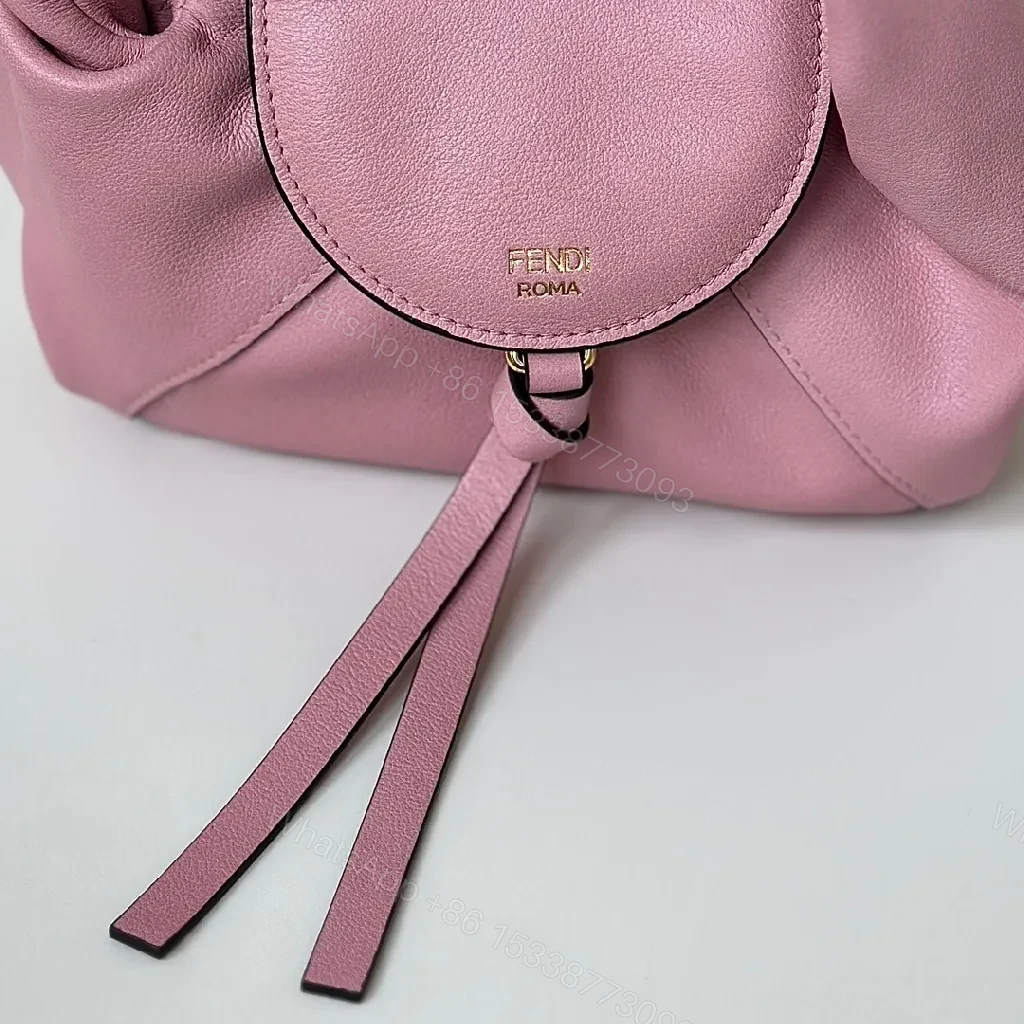 View 5 of Soft Pink Pebbled Leather Mini Satchel – Crossbody Style, Tassel Detail