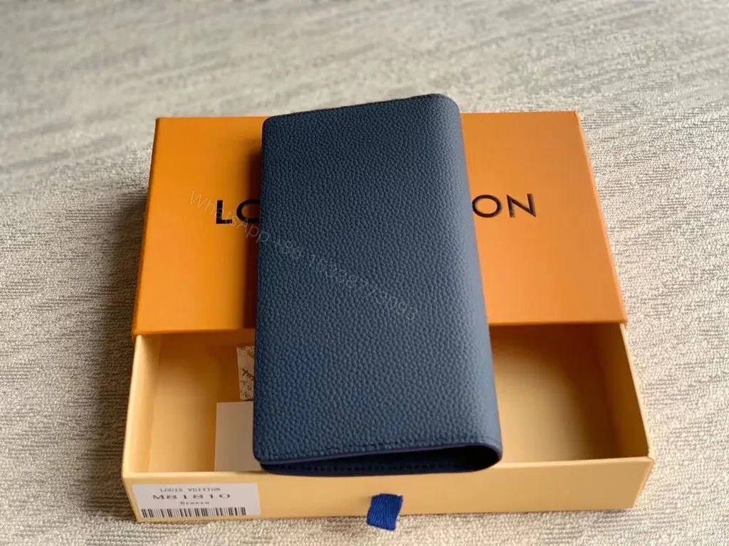 View 2 of Navy Pebbled Calfskin Long Wallet â€“ Subtle LV Luxe