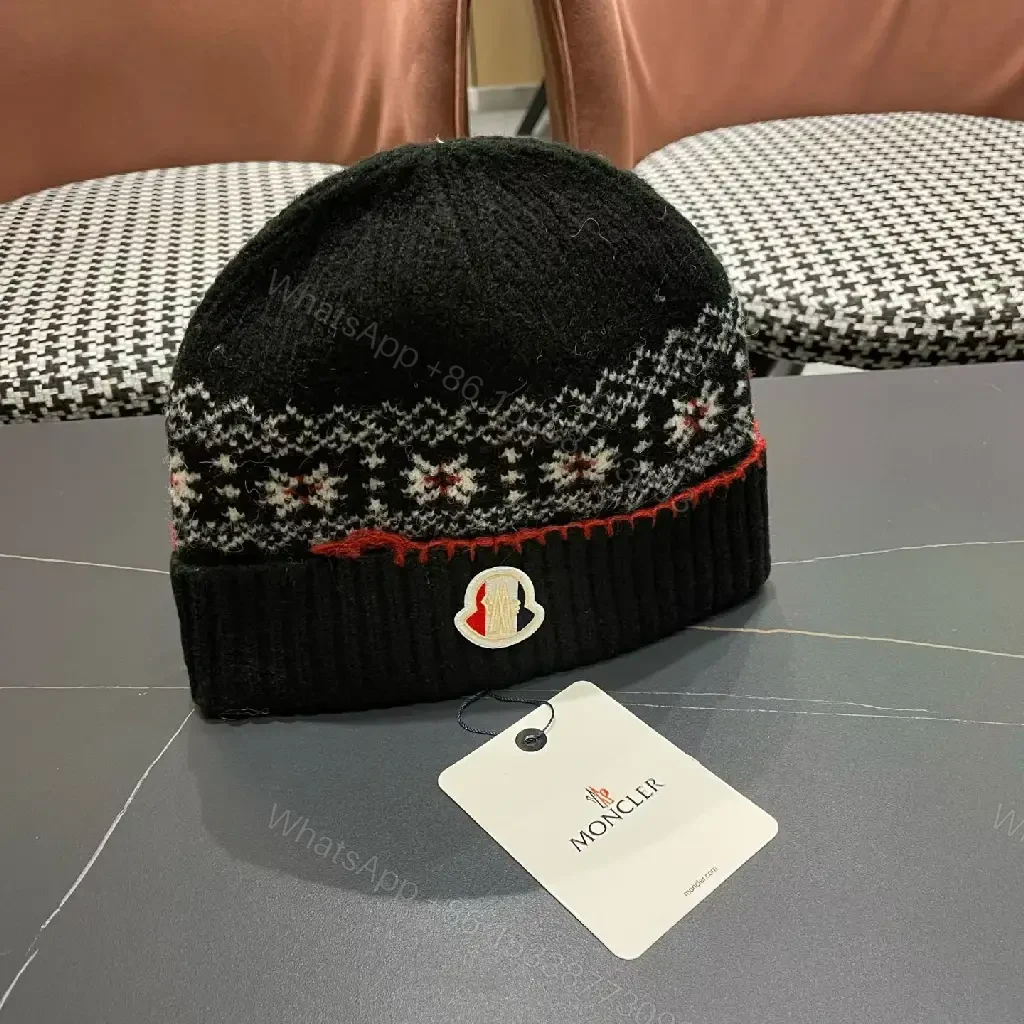 View 4 of Cozy Knit Beanie – Patterned Band, Premium Badge, One-Size