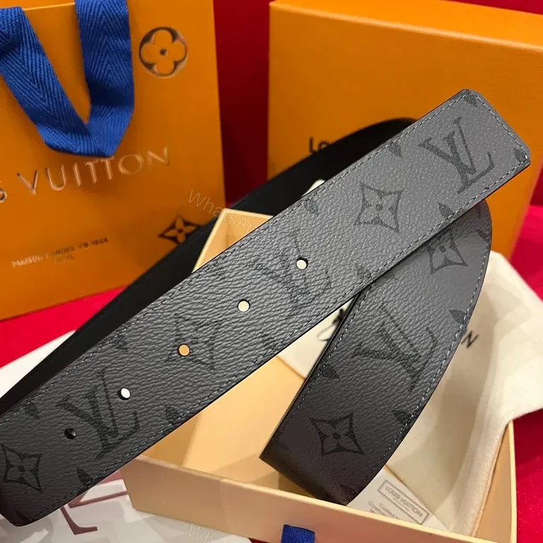 View 5 of Bold Monogram LV Belt: Luxe Gold Buckle, Structured Style
