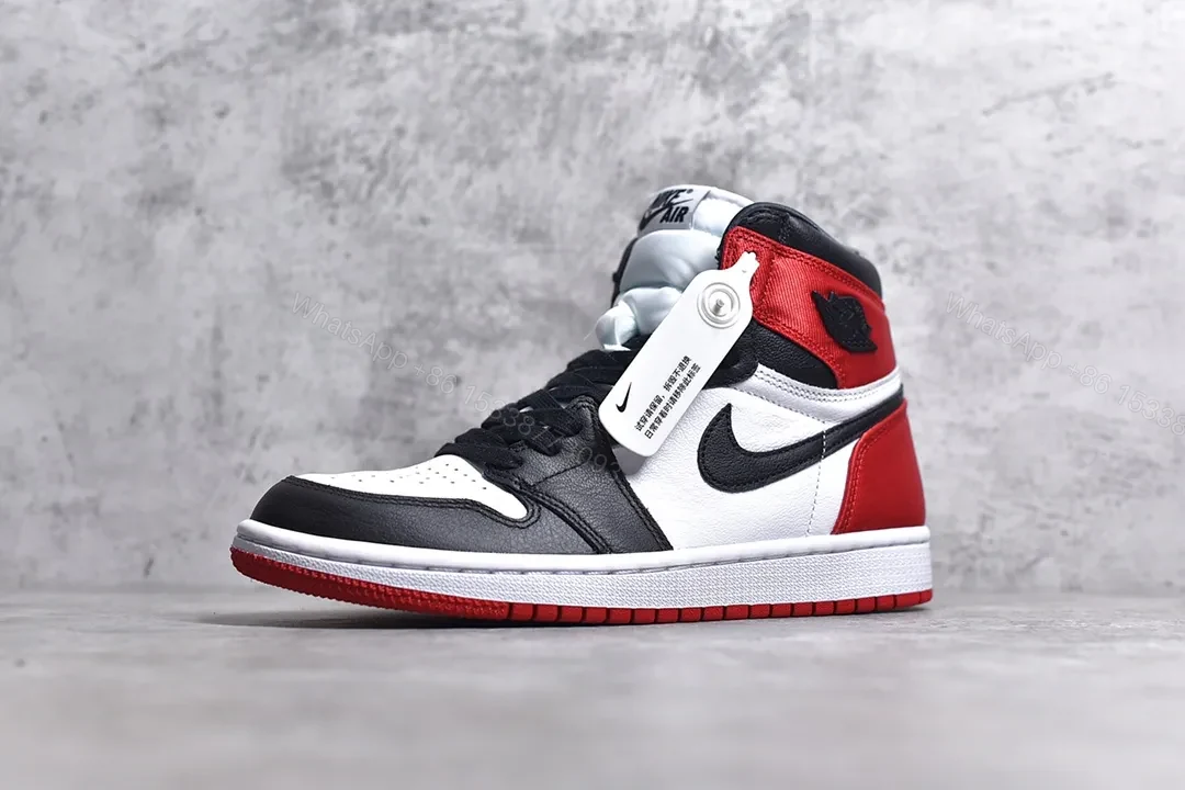 View 8 of Air Jordan 1 Retro High Satin “Black Toe” Reps