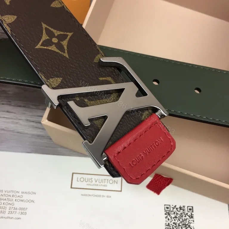 View 9 of Iconic Monogram Belt: LV Buckle, Red Keeper, Calf Trim