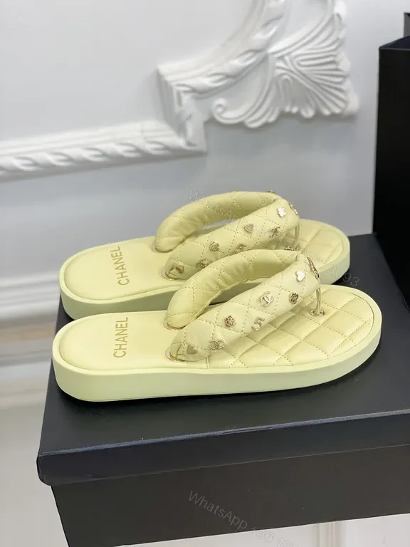 View 2 of Pastel Chanel-Inspired Quilted Flip Flops - Luxury Comfort Sandals