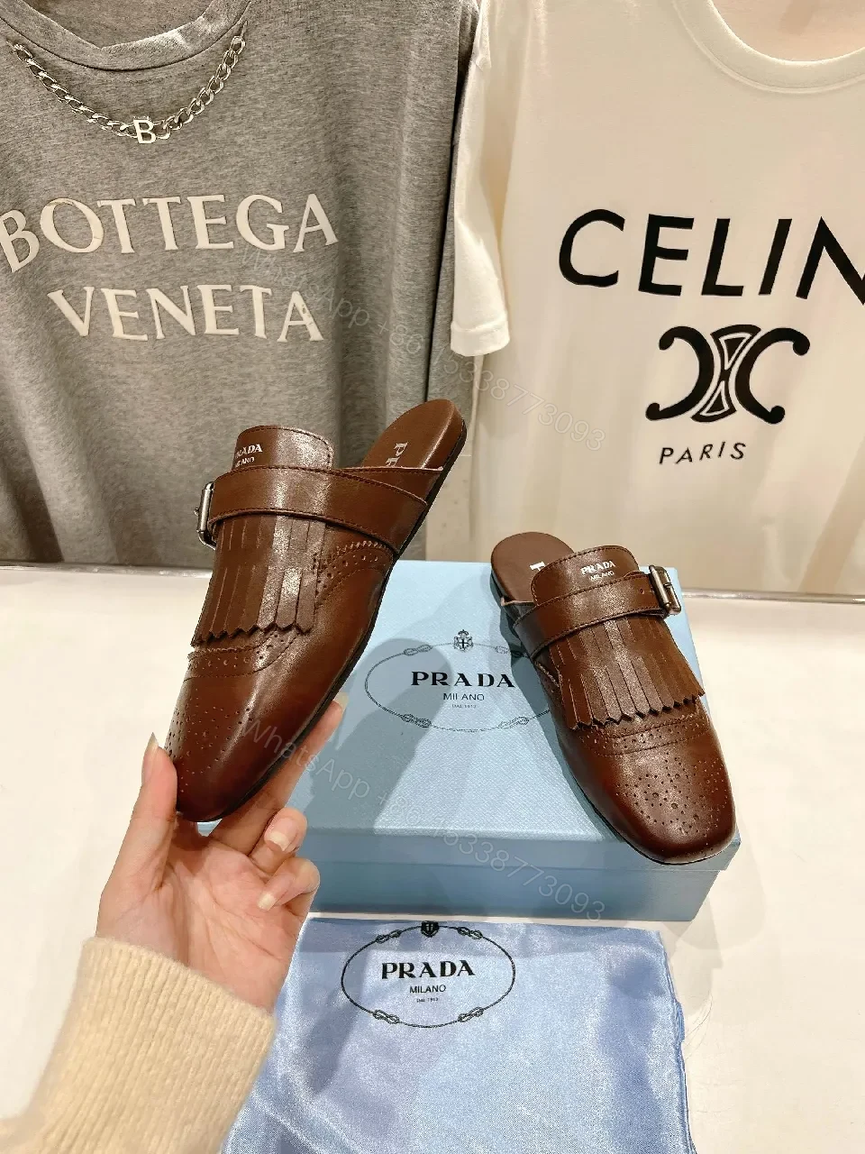 View 6 of Brown Leather Fringe Buckle Loafers - Minimal Designer-Inspired Comfort
