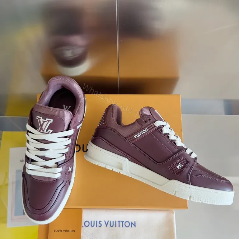 View 9 of Plum Luxe High-Tops: Premium Leather Sneakers with LV-Inspired Detail