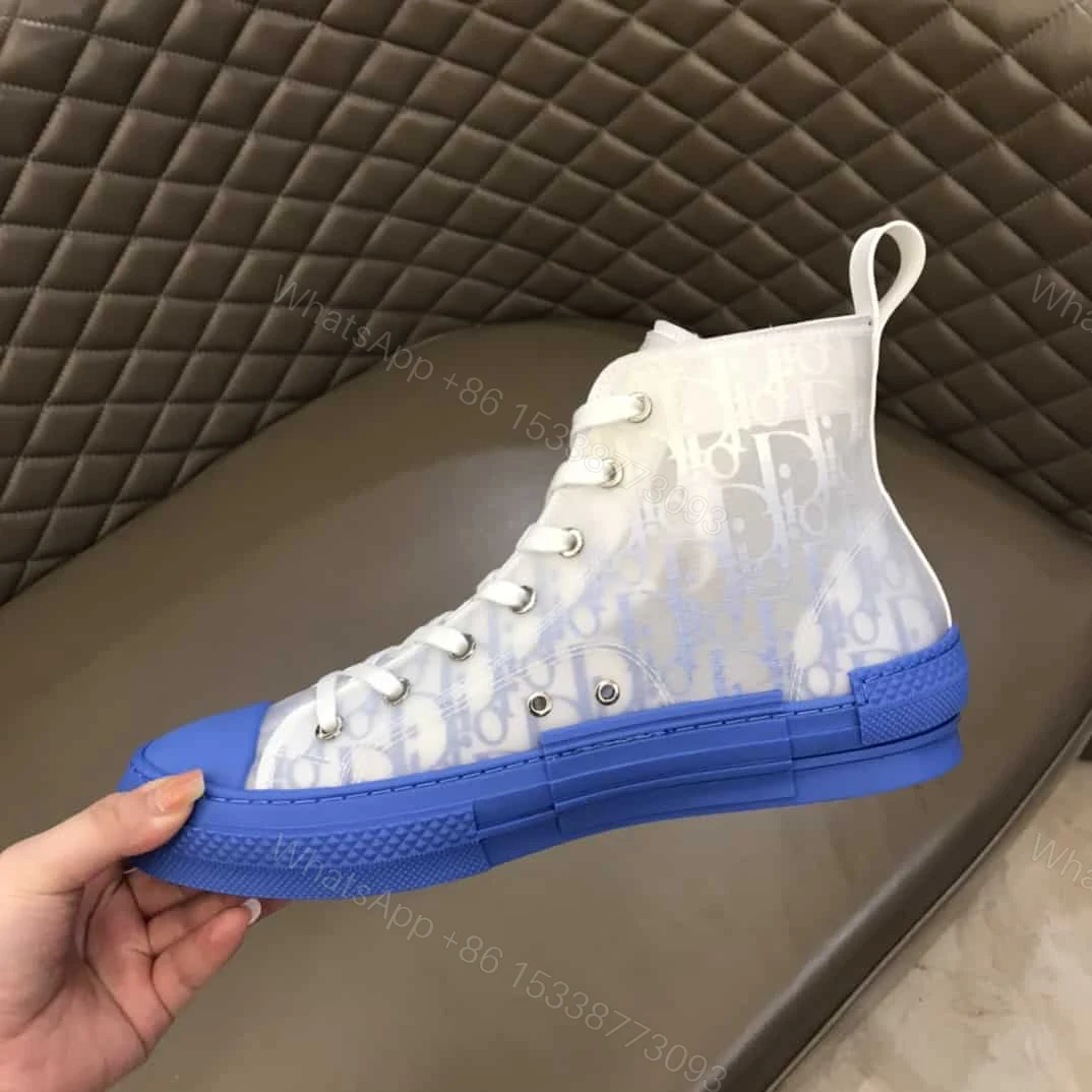 View 3 of B23 HIGH-TOP SNEAKER WITH GRADIENT BLUE DIOR OBLIQUE CANVAS