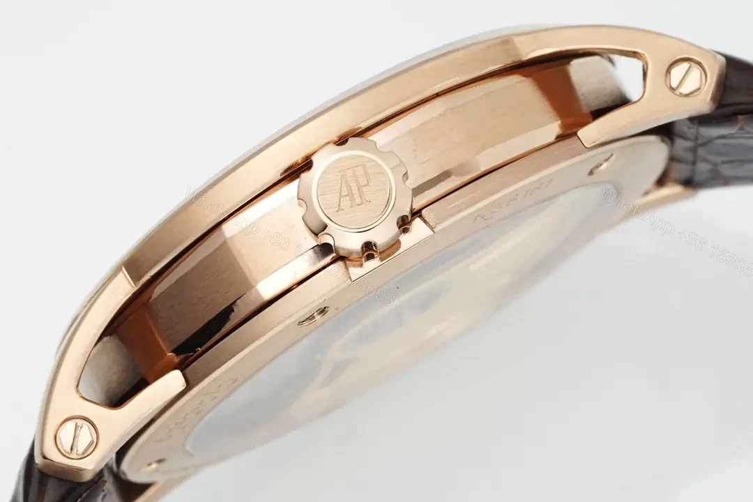 View 7 of 8F Factory Audemars Piguet CODE 11.59 Blue Dial Three-Hand Automatic Watch – Rose Gold Case, Brown Leather Strap