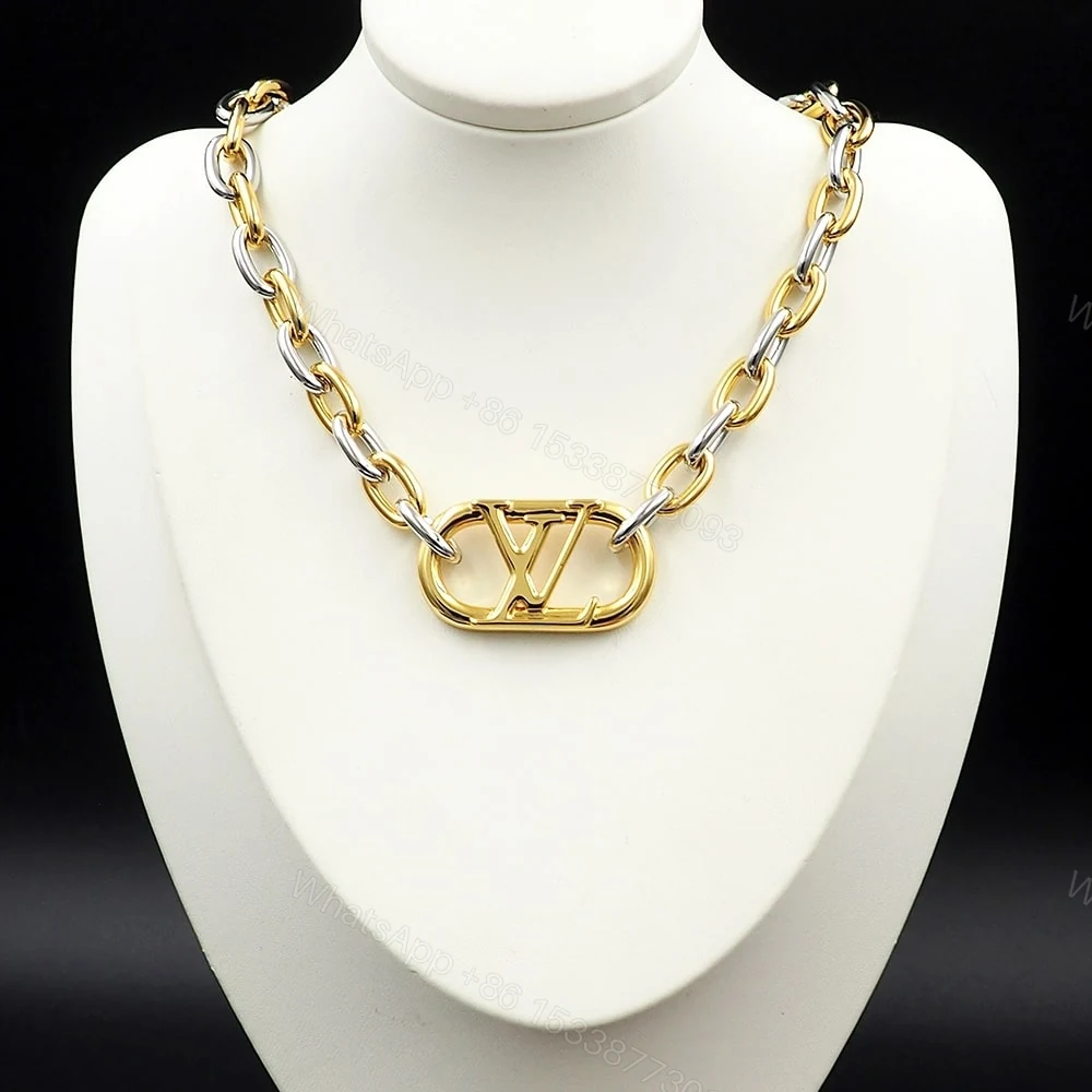 View 7 of Louis Vuitton Everyday Chain LV Necklace Gold And Silver