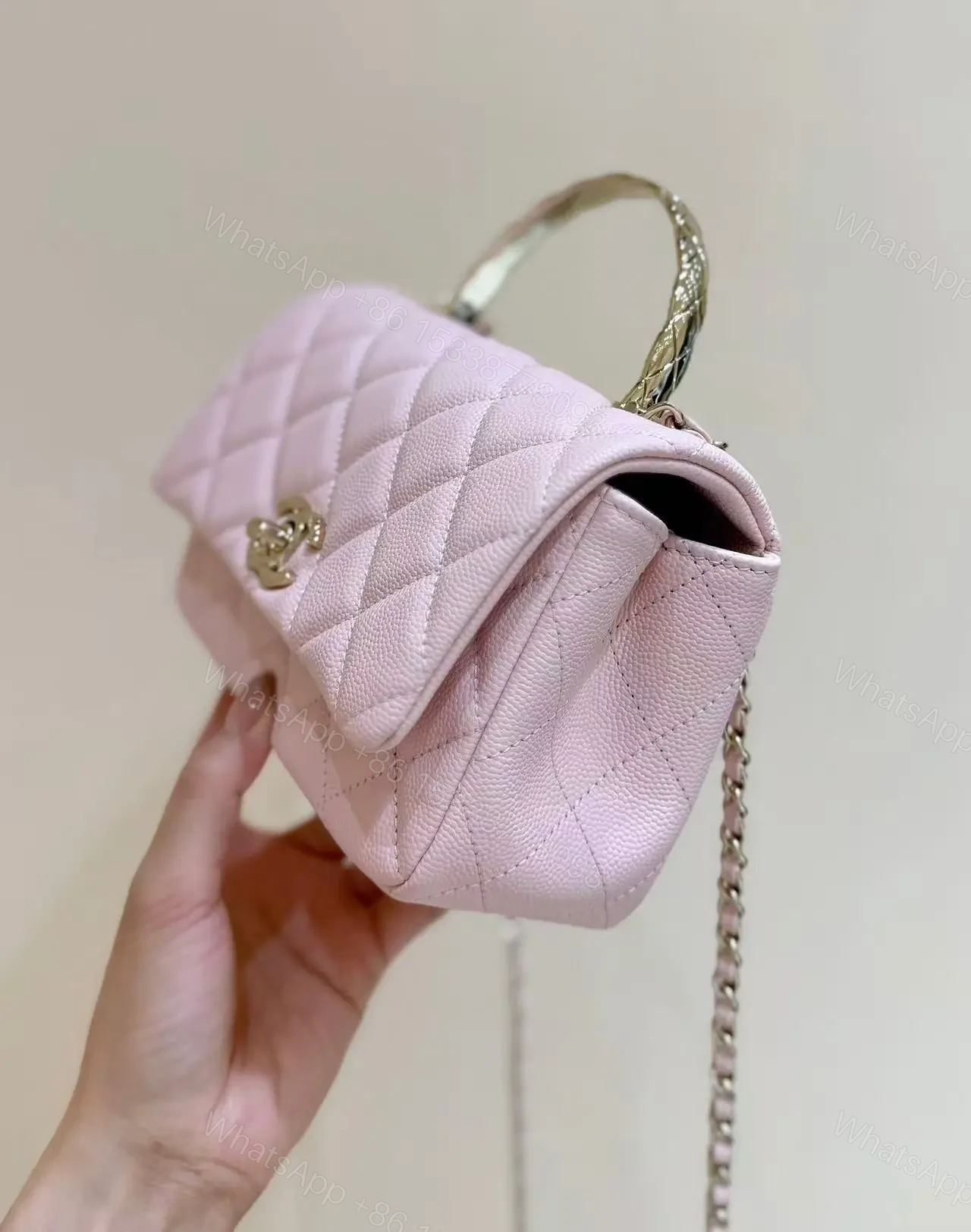 View 3 of CHANEL 25S COCO CRUSH HANDLE 18 IN PINK GOLD HARDWARE