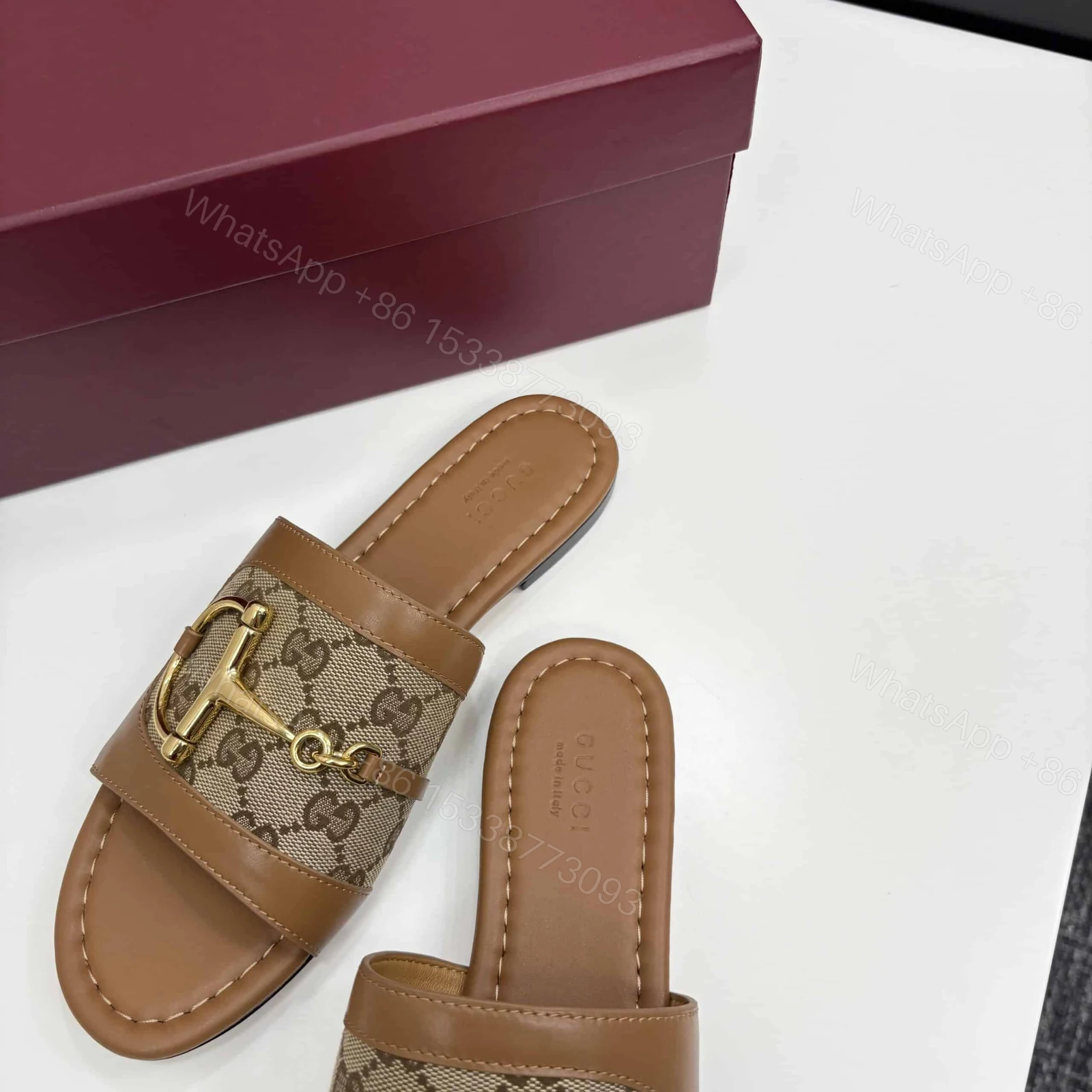 View 7 of GUCCI WOMEN’S SLIDE SANDAL WITH HORSEBIT LIGHT BROWN 834427 AAE05 2747