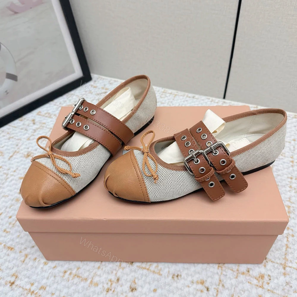 View 5 of MIUMIU Canvas and leather ballerinas 360811