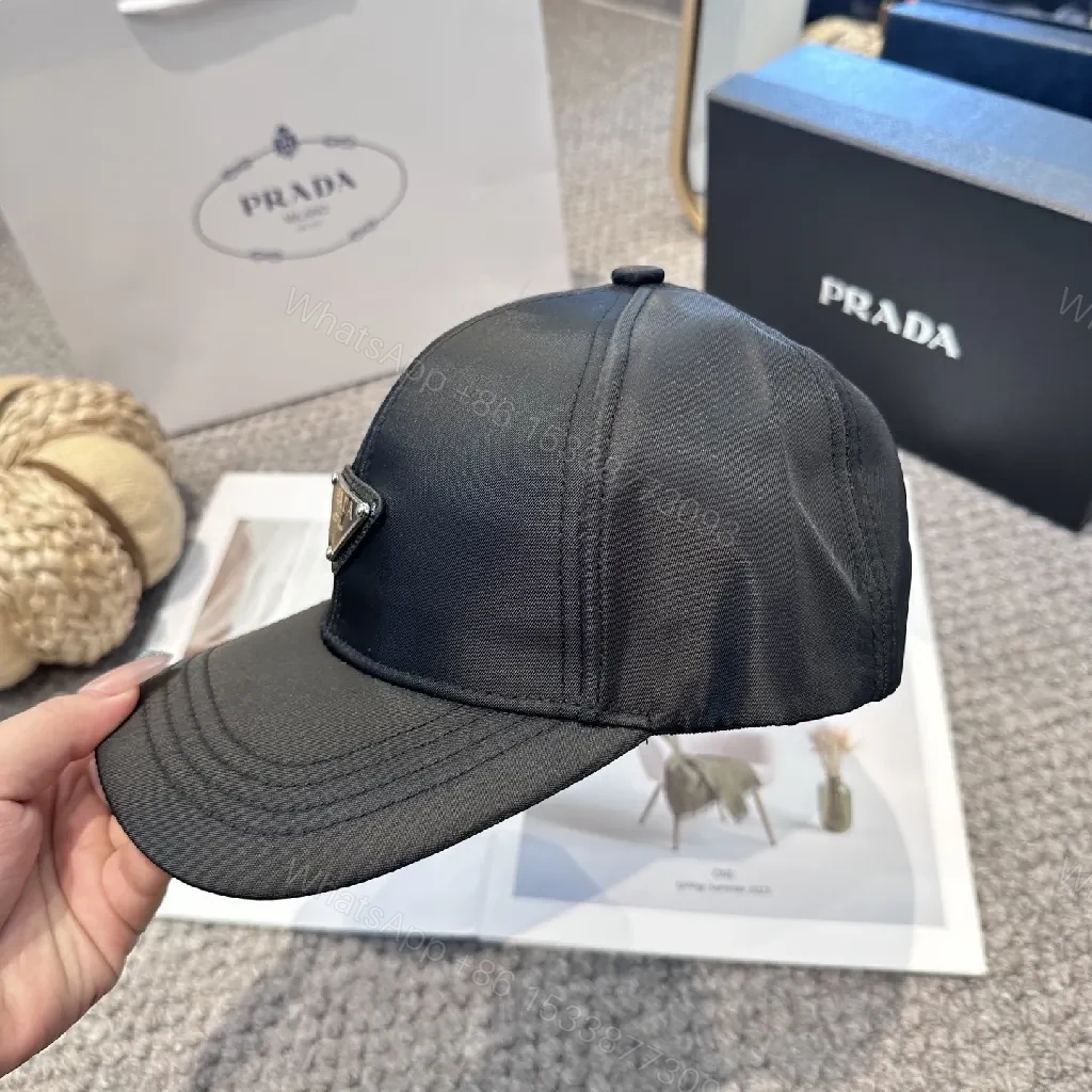 View 10 of Black Structured Cap, Minimal Prada Emblem, Premium Streetwear