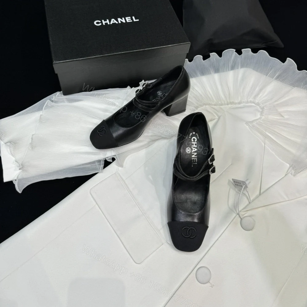 View 5 of 高仿Chanel*24S系列G45696C小羊皮瑪麗珍鞋黑色6CM免檢版