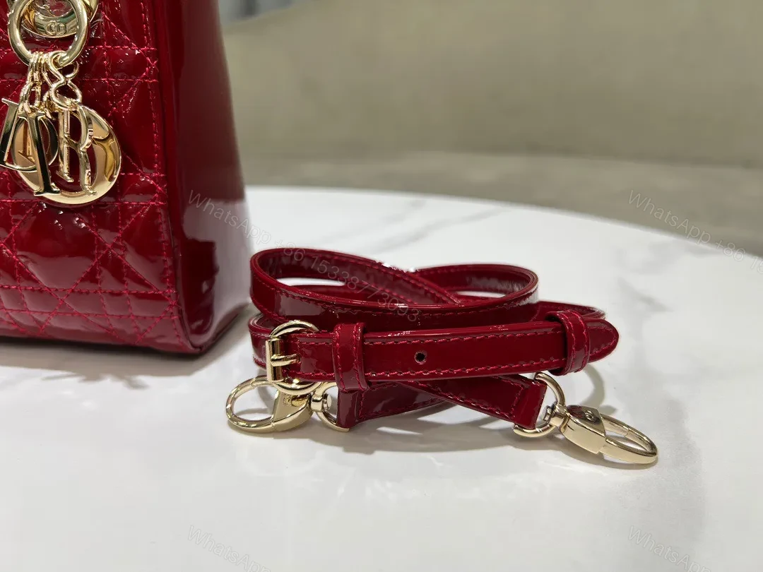 View 3 of Dior Lady Mini Super Quality Women’s Handbag, Glossy Red, 17cm