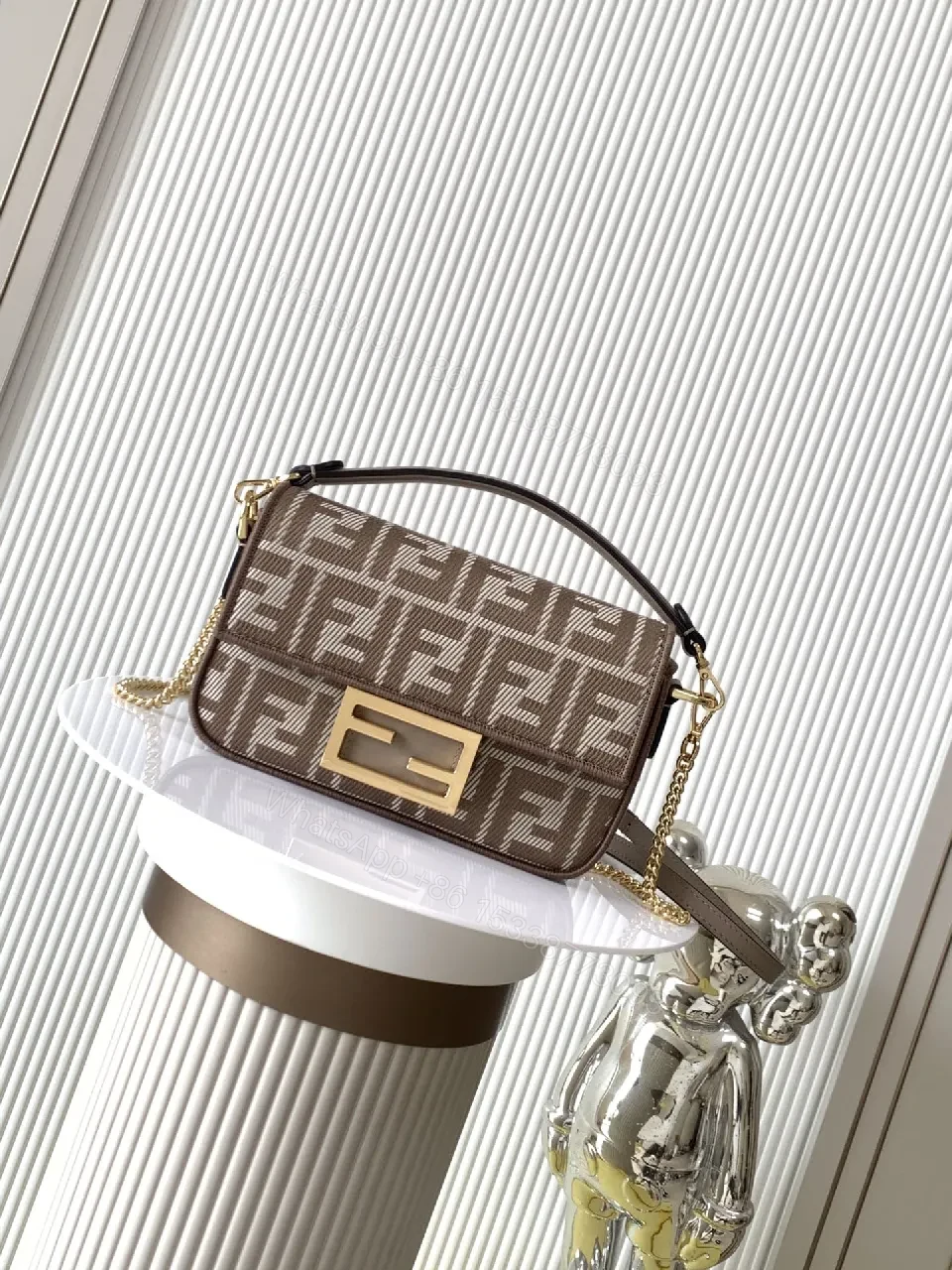 Gold-Accented Monogram Crossbody Bag — view 1