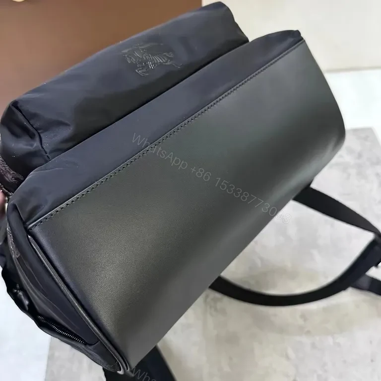 View 6 of Charcoal Burberry Monogram Leather-Trim Backpack for City Life