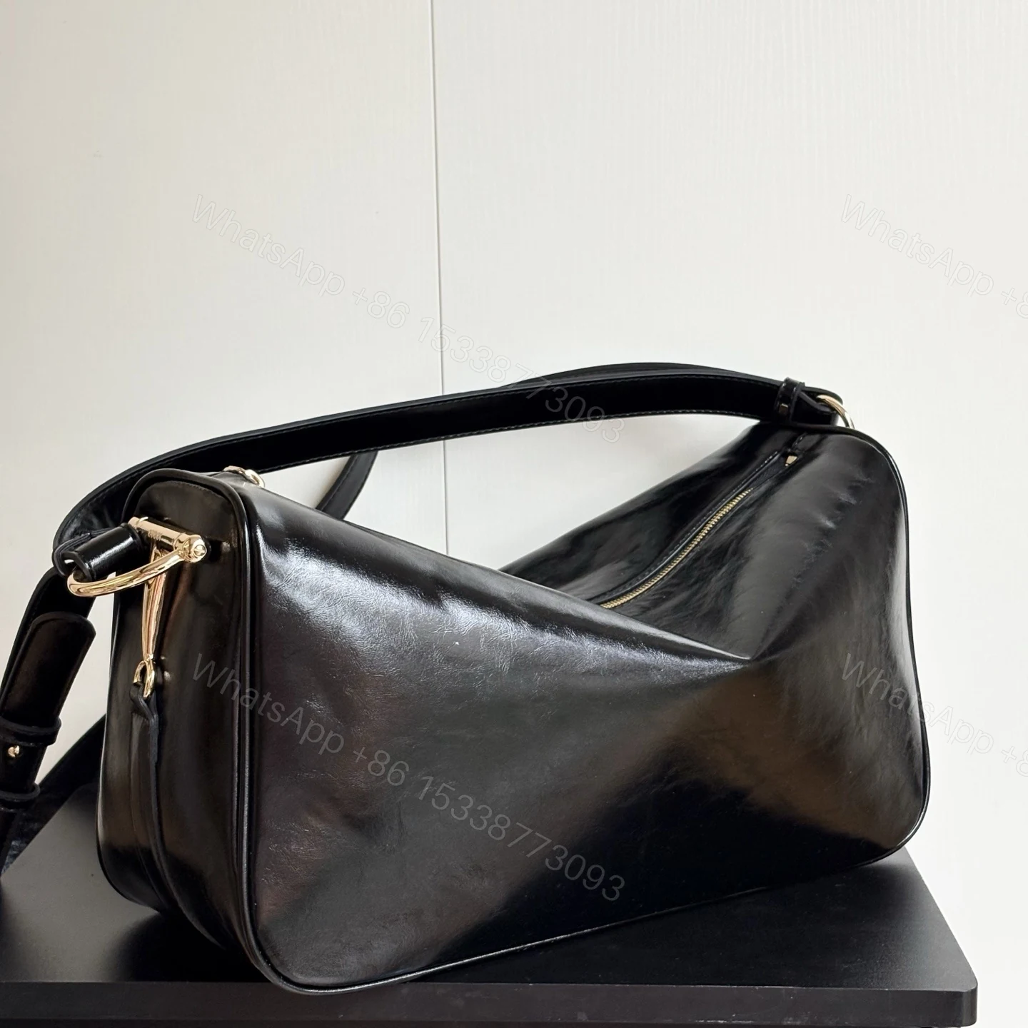 View 4 of Gucci Half Horsebit Large Shoulder Bag Black 38Cm