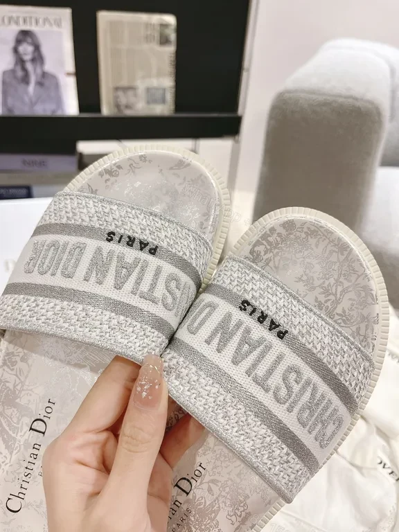 View 2 of Textured Dior-Inspired Knit Slip-Ons: Luxe Comfort Sandals