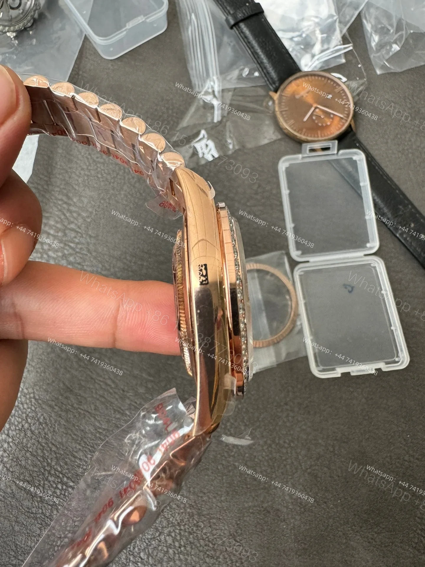 View 7 of Rolex Day-Date M228345RBR-0025 1:1 Replica Gradient Slate Gray Dial Moissanite Bezel 40MM 3255 Movement Super Clone Watch