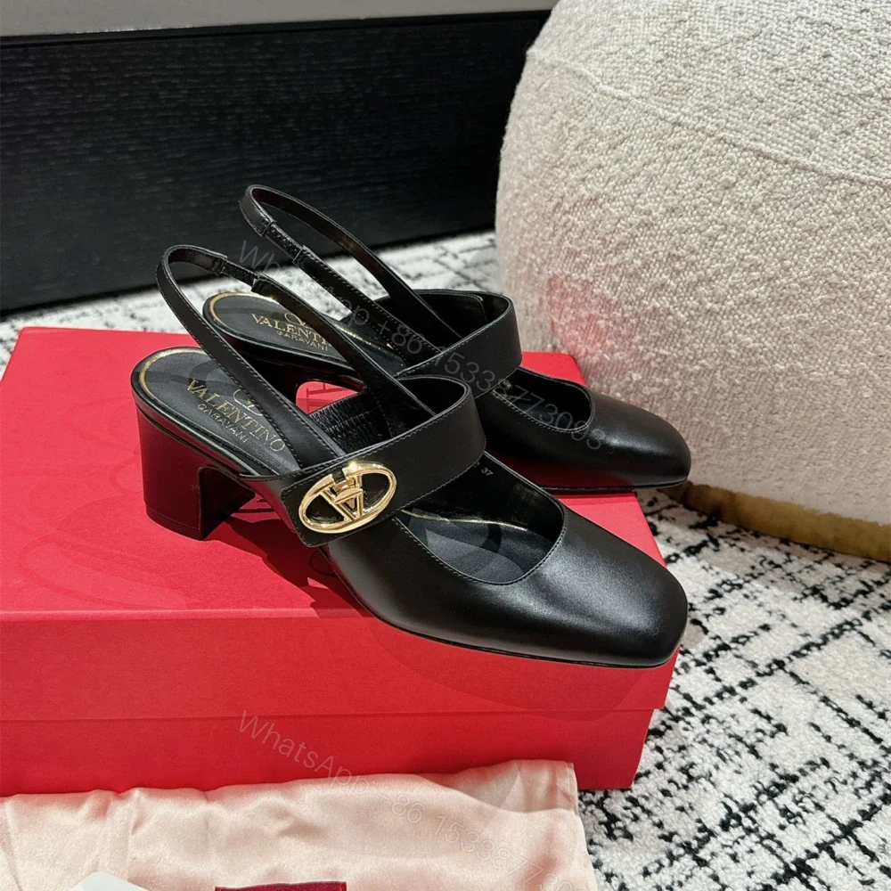 View 2 of 高仿Valentino*5W2S0JP方頭露跟單鞋黑色6CM免檢版