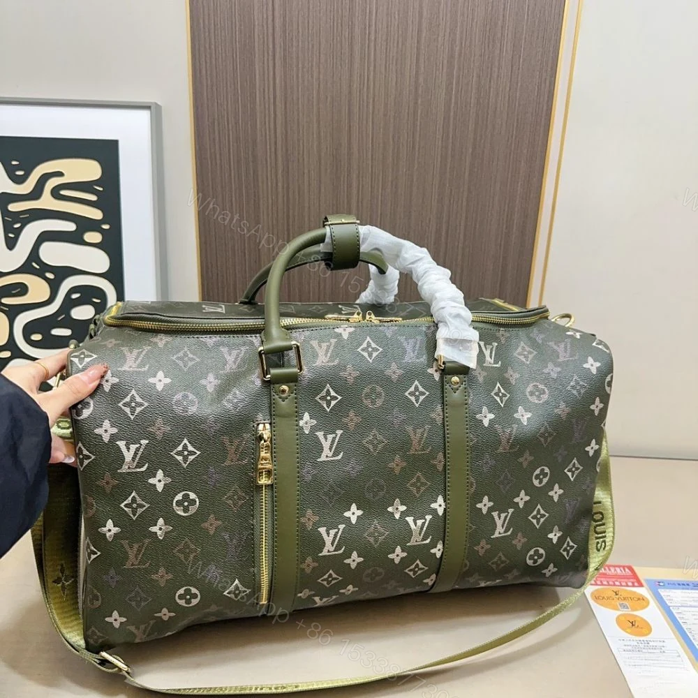 View 4 of Louis Vuitton Keepall Backpack 50Cm Khaki Green M26964