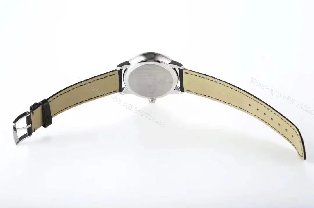 View 9 of Omega De Ville Prestige Replica Watch Blue Dial Silver Case Black Leather Strap