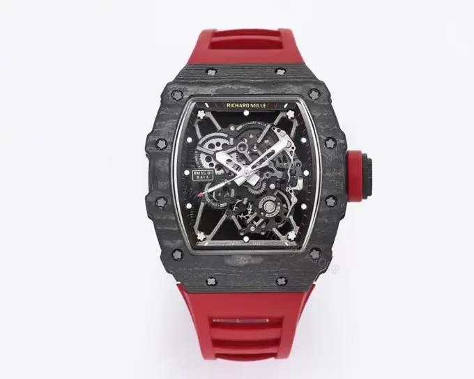 APS Factory Richard Mille RM 35-01 Rafael Nadal Carbon Fiber Watch – Black and Red, Skeleton Dial, Rubber Strap — view 1