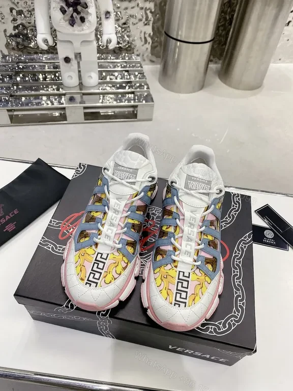 View 4 of Bold Color-Block Versace Sneakers: Couture Craftmanship
