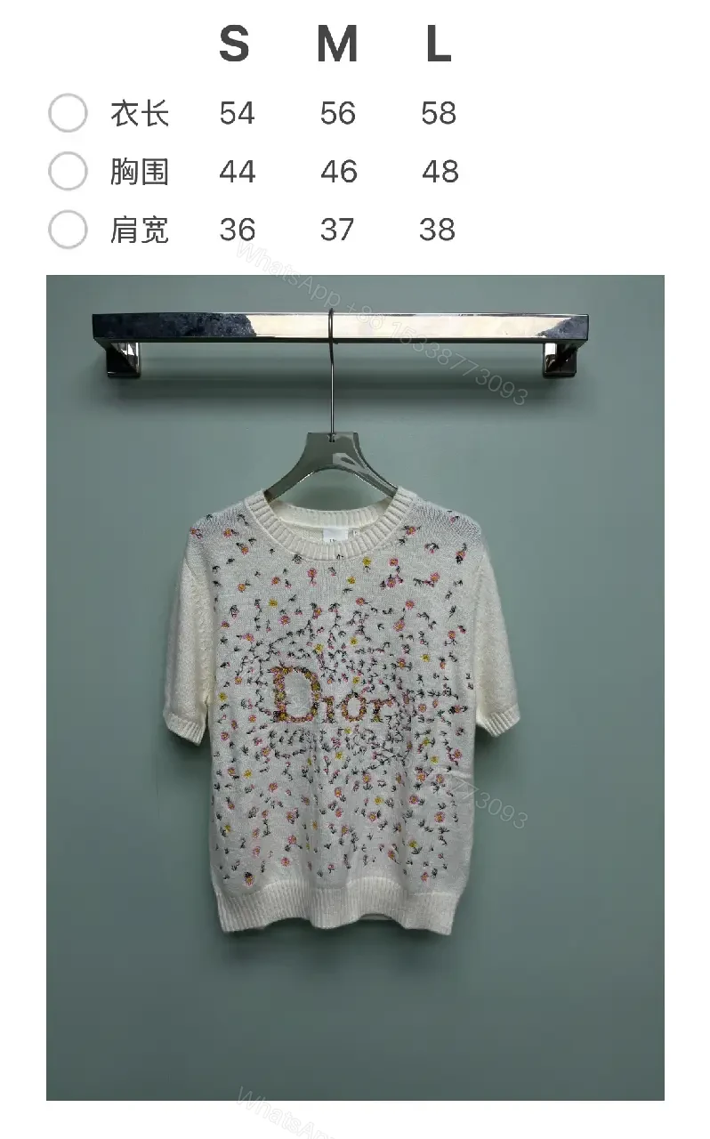 View 7 of Luxe Knit Top: Embroidered Logo with Floral Sparkle