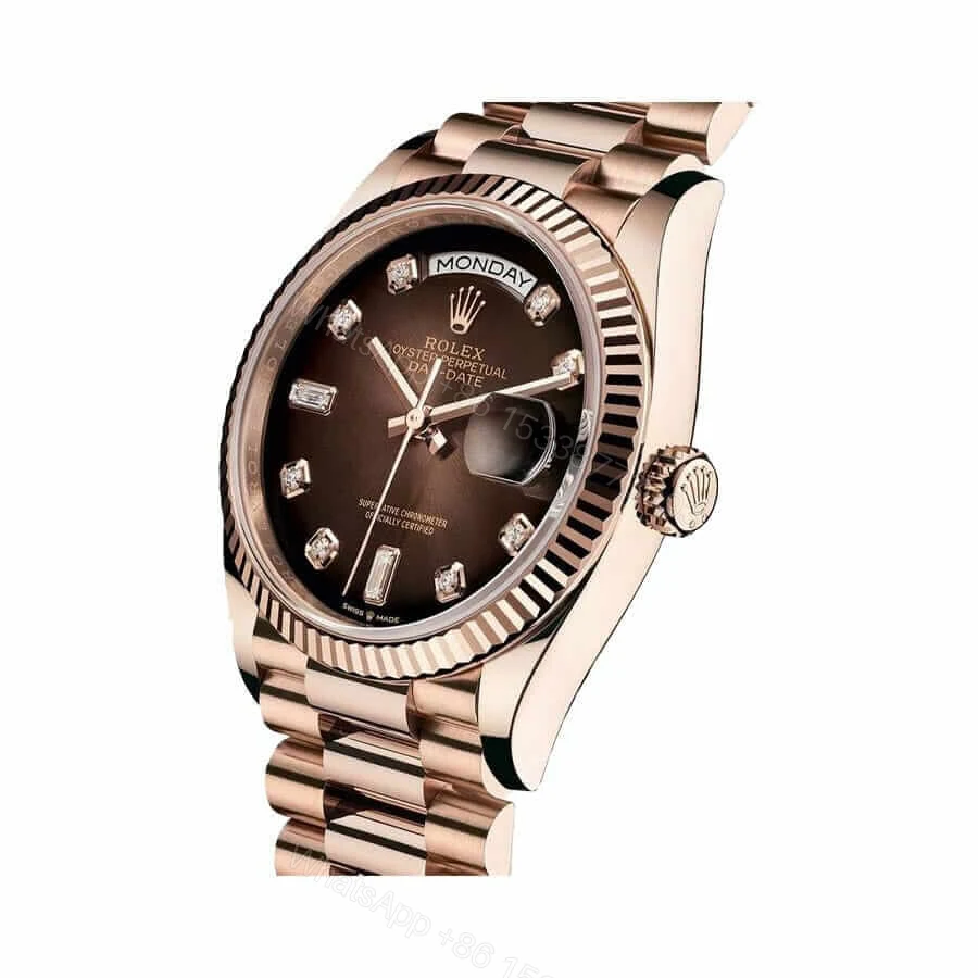 View 3 of Rolex Day-Date 128235-0037 Super Clone : 36mm Everose Gold Brown Ombré Diamond Dial with Caliber 3255